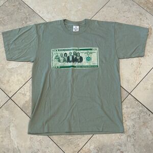 Vintage REO Speedwagon Band Shirt Mens Large Green Cash Money Alora Cotton USA